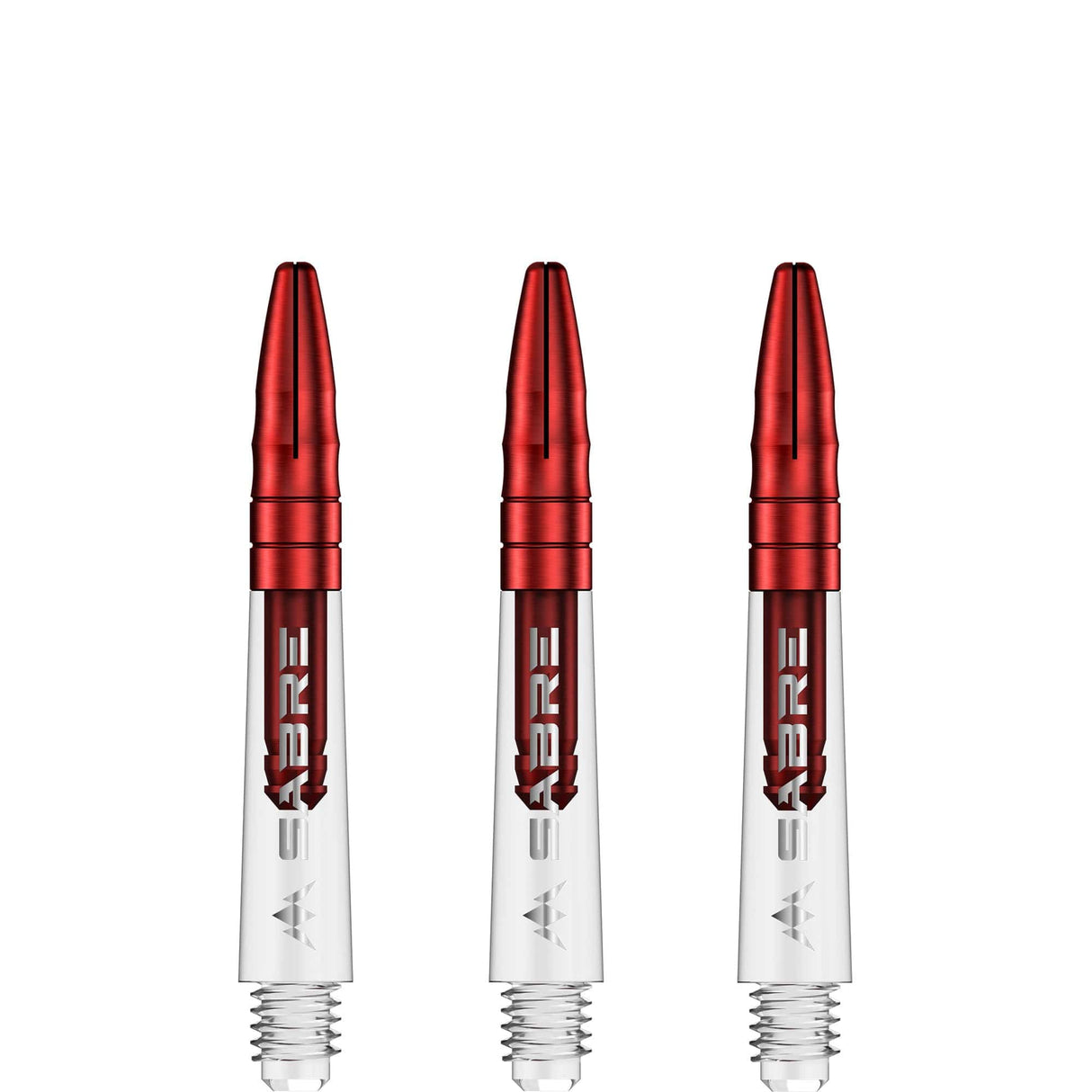 Mission Sabre Shafts - Polycarbonate Dart Stems - Clear - Red Top Short