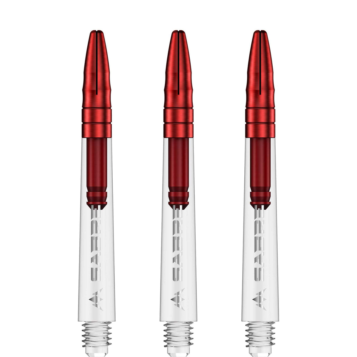 Mission Sabre Shafts - Polycarbonate Dart Stems - Clear - Red Top Tweenie Plus