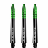 Mission Sabre Shafts - Polycarbonate Dart Stems - Black - Green Top Tweenie Plus
