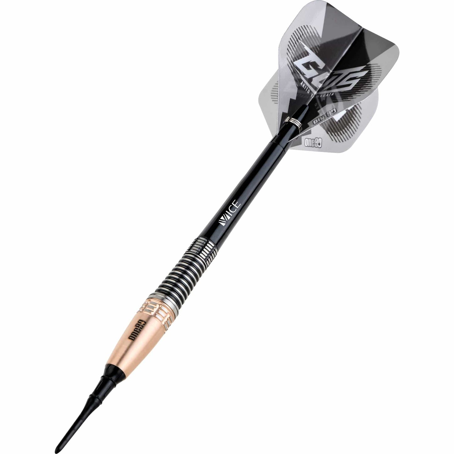 One80 Akito Yamagata Darts - Soft Tip - Guts - Signature Darts - Black & Gold 20g