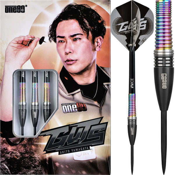 One80 Akito Yamagata Darts - Steel Tip - Guts - Signature Darts - Black & Chameleon
