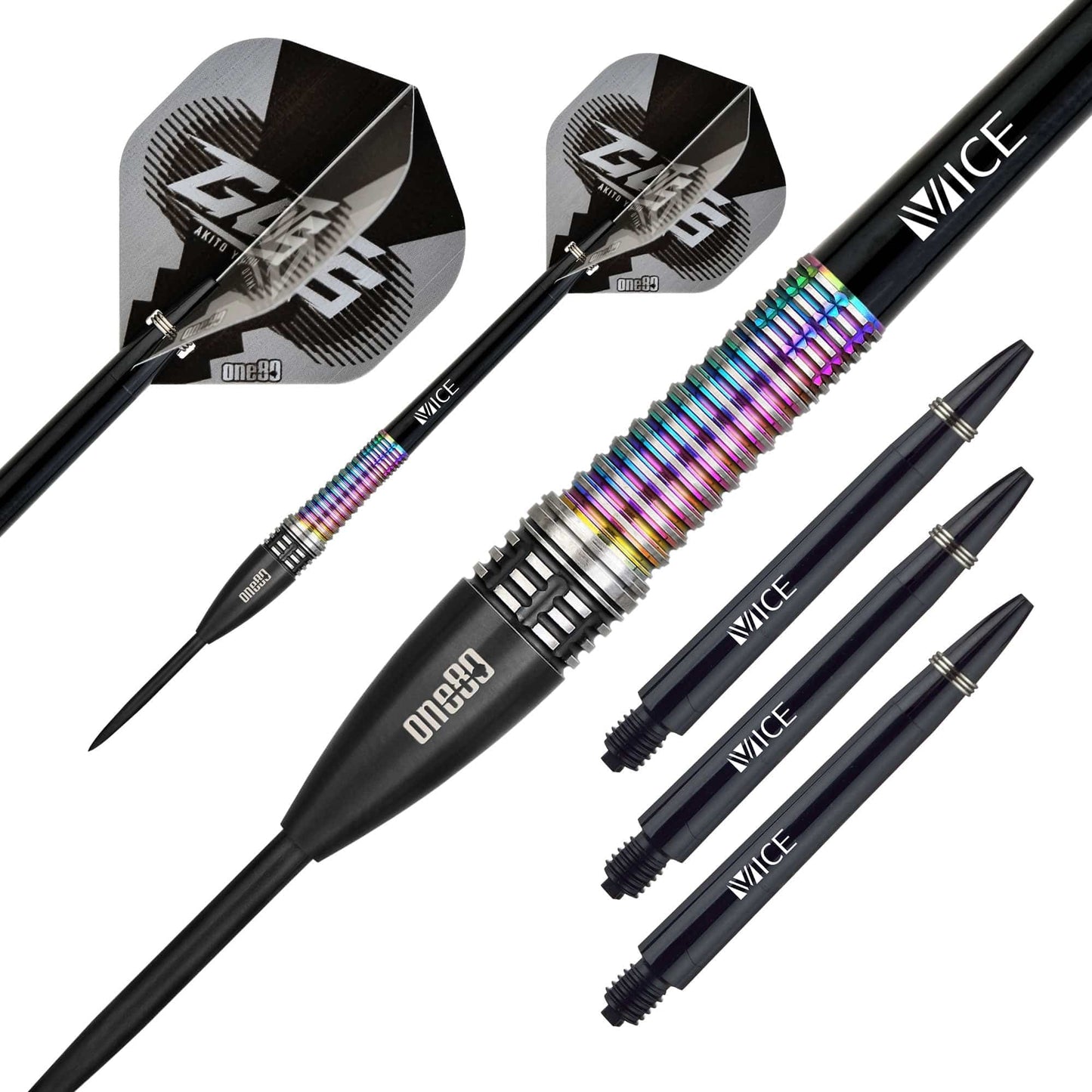One80 Akito Yamagata Darts - Steel Tip - Guts - Signature Darts - Black & Chameleon 21g
