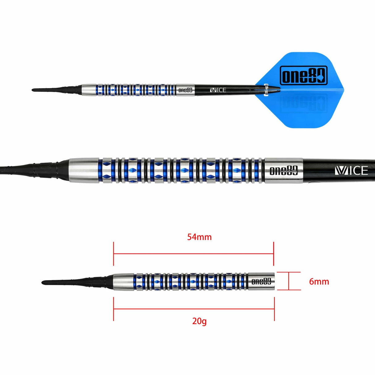 One80 Alexis Toylo Darts - Soft Tip - Cool Cat - Blue - 20g 20g