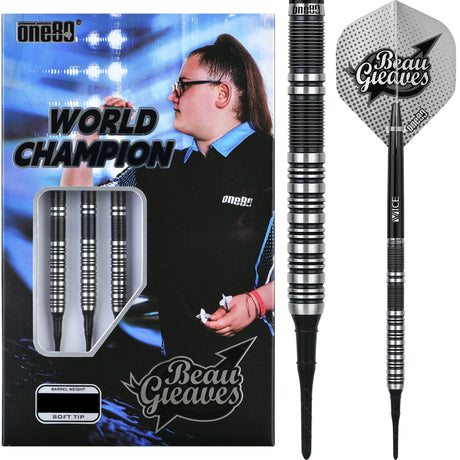 One80 Beau Greaves Darts - Soft Tip - HD - Black & Silver 18g
