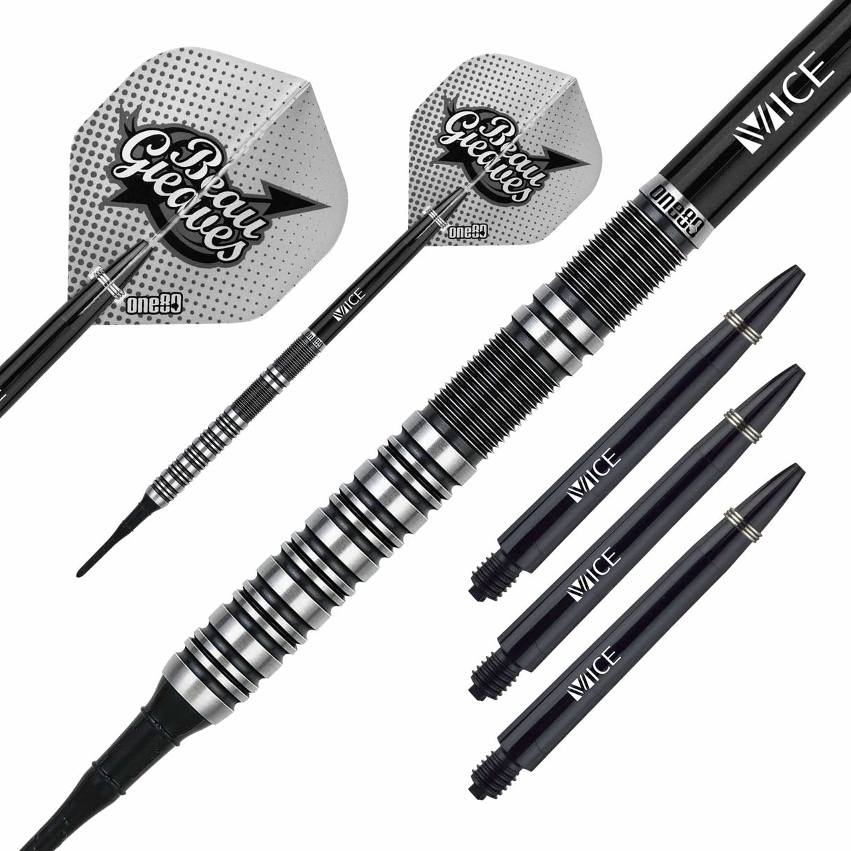 *One80 Beau Greaves Darts - Soft Tip - HD - Black & Silver