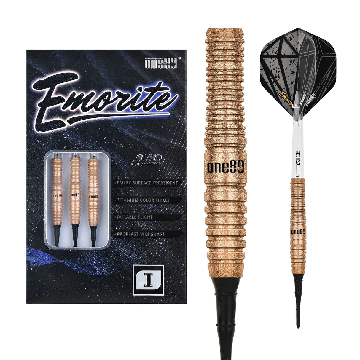 One80 Emorite 01 Darts - Soft Tip - 90% Tungsten - Rose Gold 20g