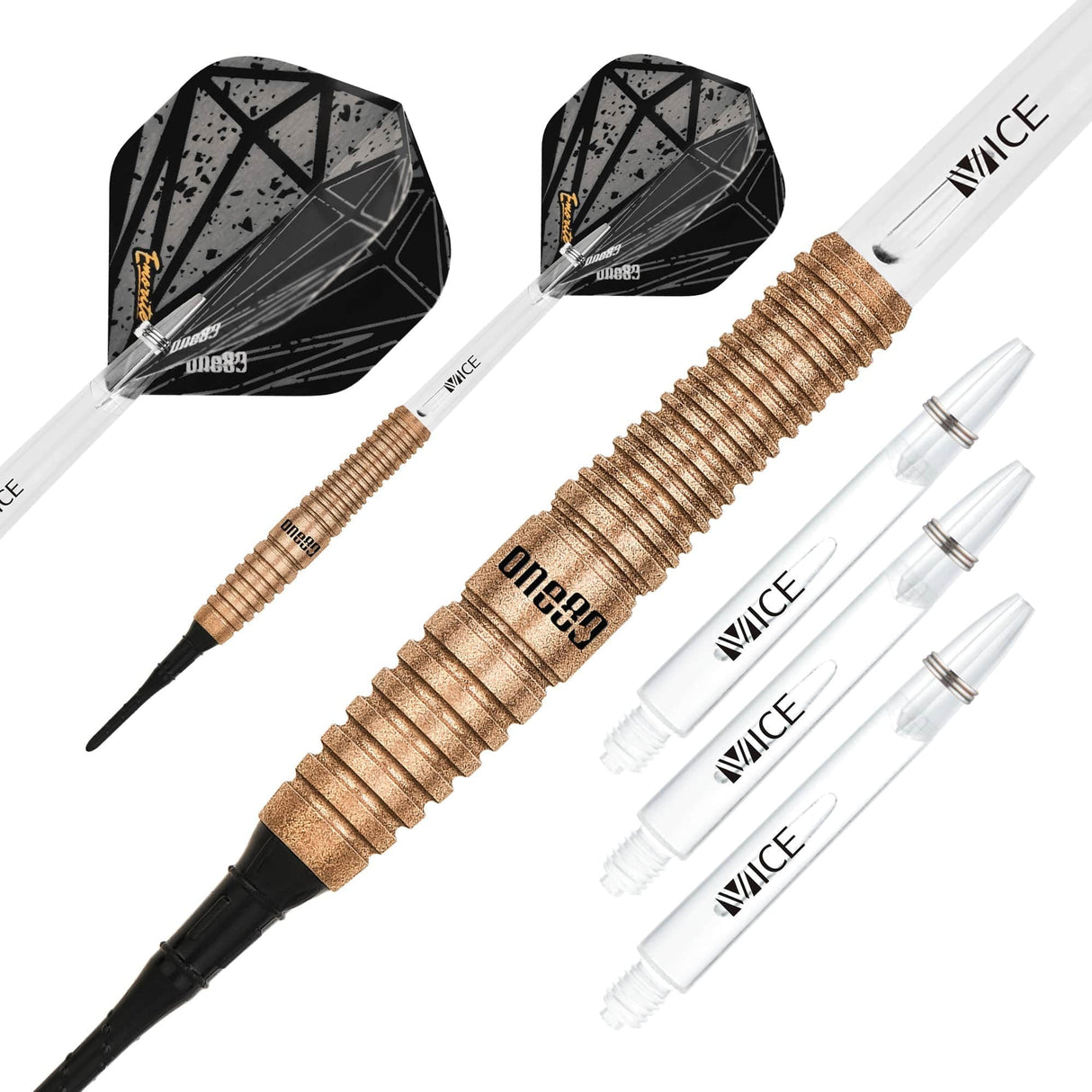 One80 Emorite 01 Darts - Soft Tip - 90% Tungsten - Rose Gold 20g