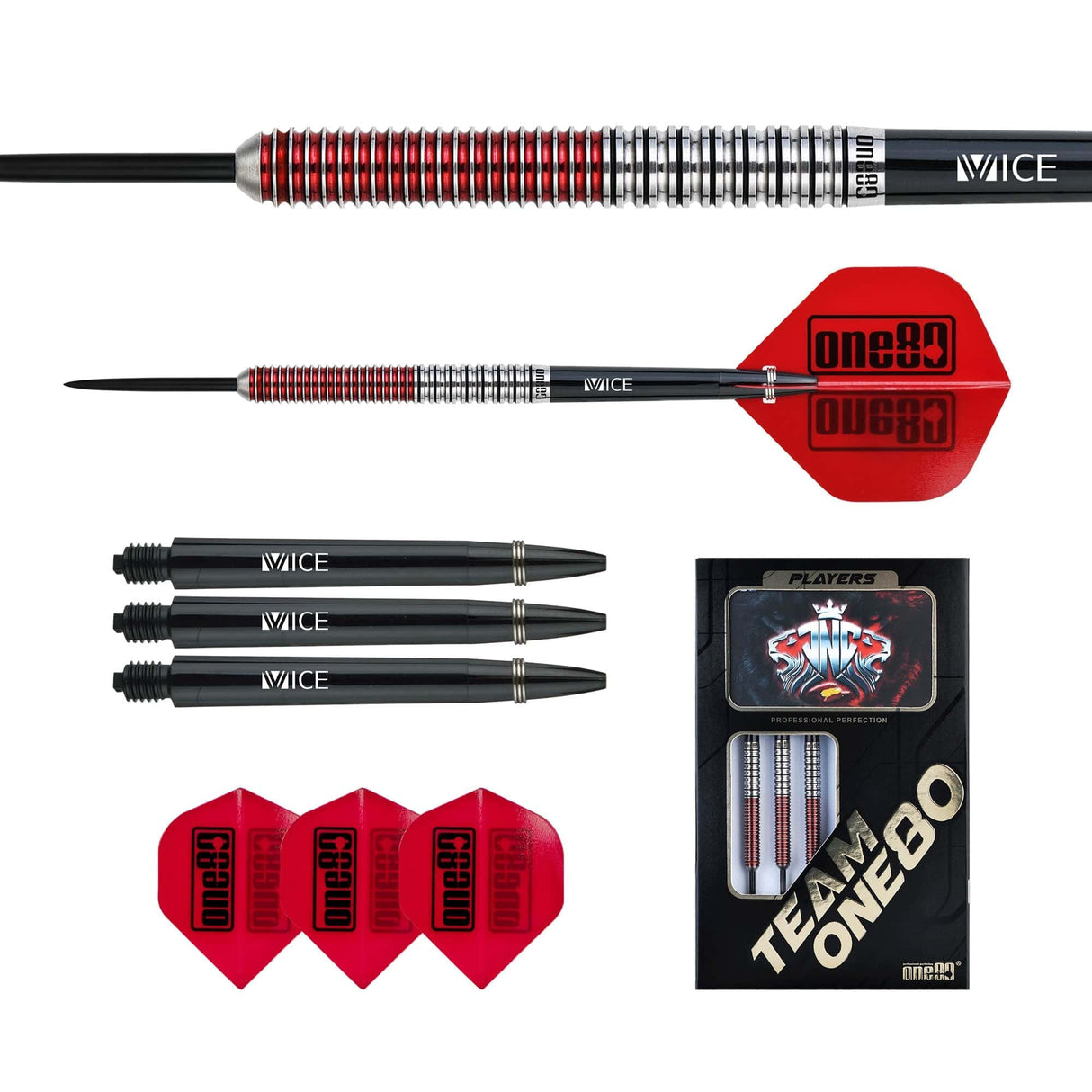 One80 Jaime Nuñez Cortes Darts - Steel Tip - JNC - Signature Darts - Electric Red