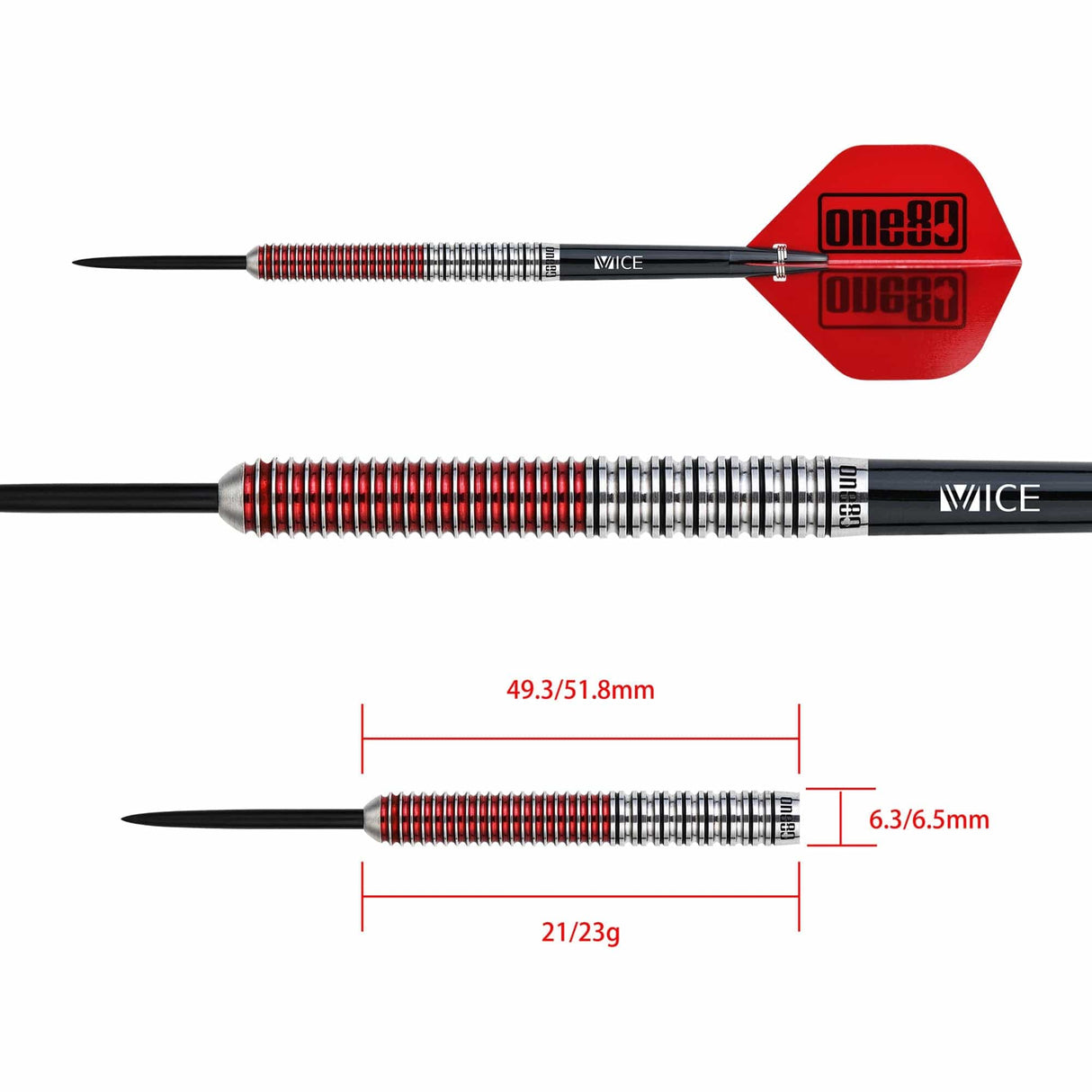 One80 Jaime Nuñez Cortes Darts - Steel Tip - JNC - Signature Darts - Electric Red