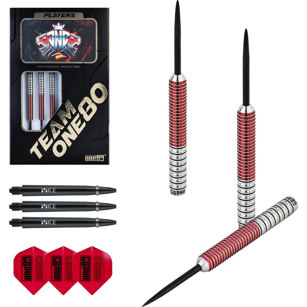 One80 Jaime Nuñez Cortes Darts - Steel Tip - JNC - Signature Darts - Electric Red