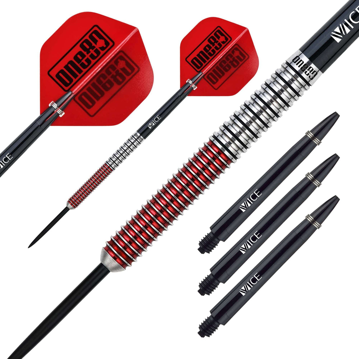 One80 Jaime Nuñez Cortes Darts - Steel Tip - JNC - Signature Darts - Electric Red