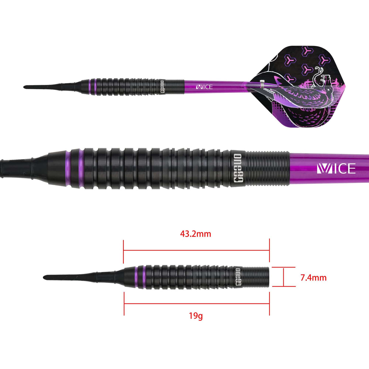 One80 Jelle Klaasen HD Darts - Soft Tip - The Cobra - Black 19g