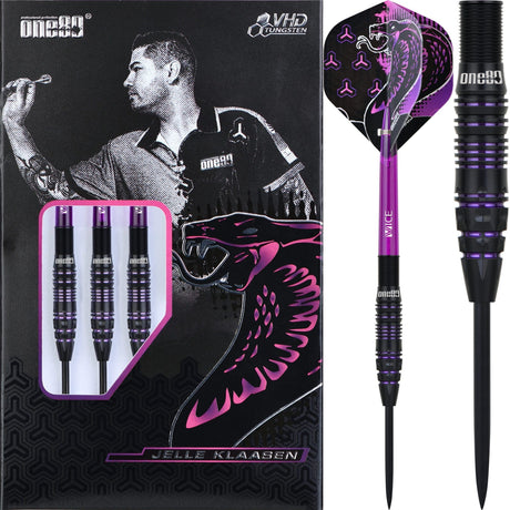 One80 Jelle Klaasen VHD Darts - Steel Tip - The Cobra - Black 21g