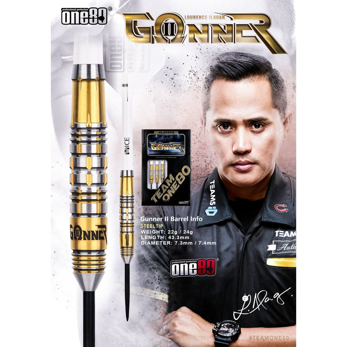 *One80 Lourence Ilagan Darts - Steel Tip - Gunner - Omega II