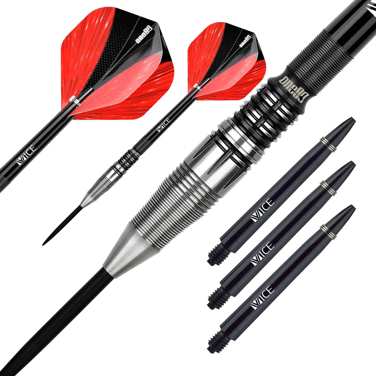 One80 Niko Springer Darts - Steel Tip - Signature - Black \ Silver - 22g 22g