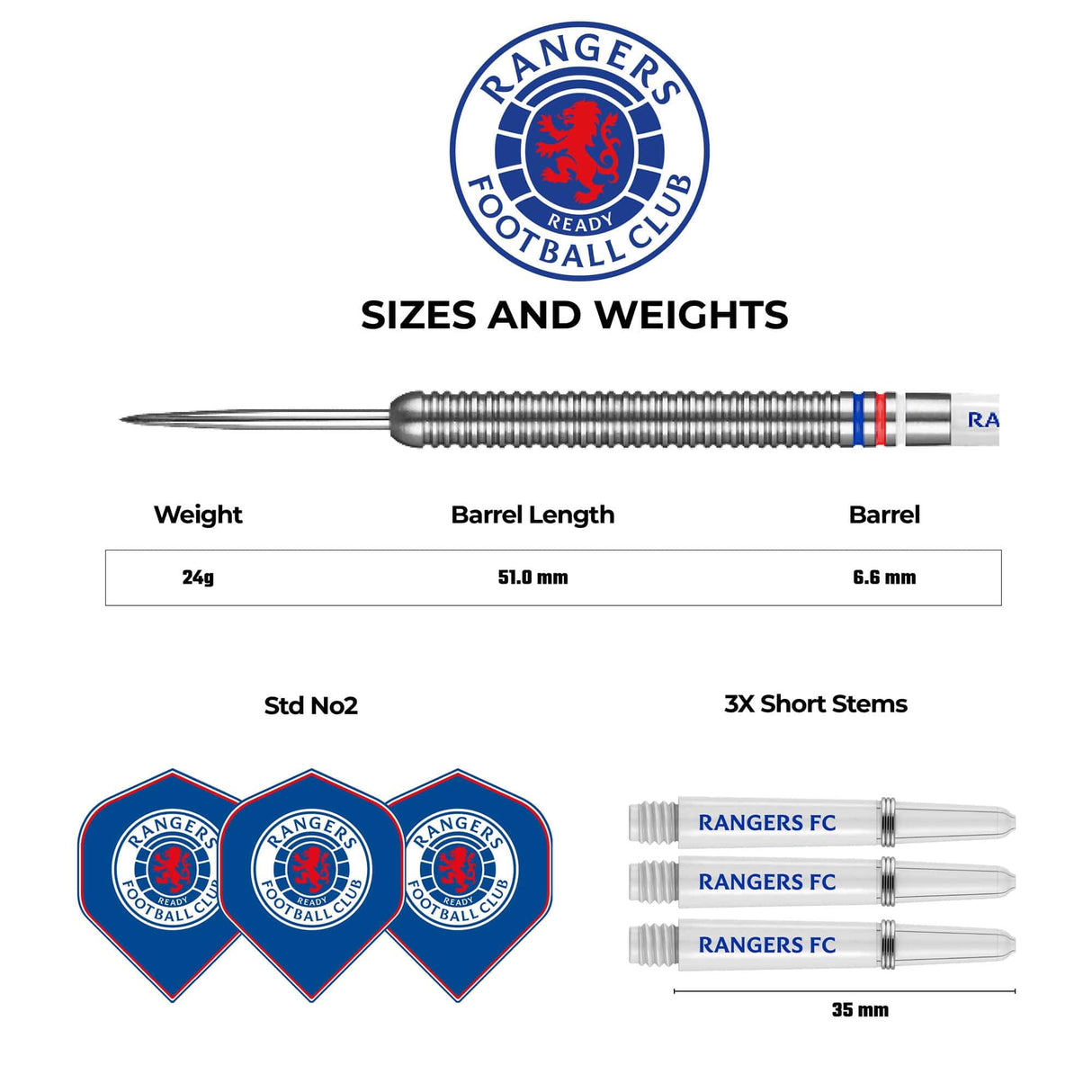 Rangers FC Darts - Steel Tip Tungsten - Official Licensed - RFC - 24g