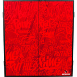 Ruthless Dartboard Cabinet - Square Design - Graffiti Red