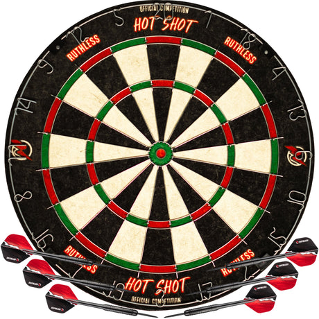 Ruthless HotShot Dartboard - Endurance - Round Wire - inc 2 sets of Darts