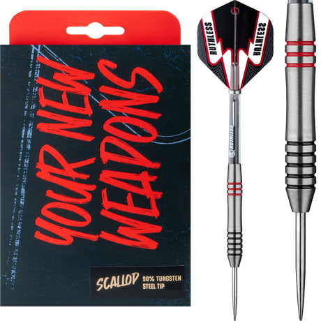 Ruthless Scallop Darts - Steel Tip - Twin Ring - Black & Red - 24g 24g
