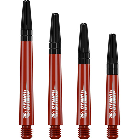 Ruthless Sting Dart Shafts - Polycarbonate - Solid Red - Black Top