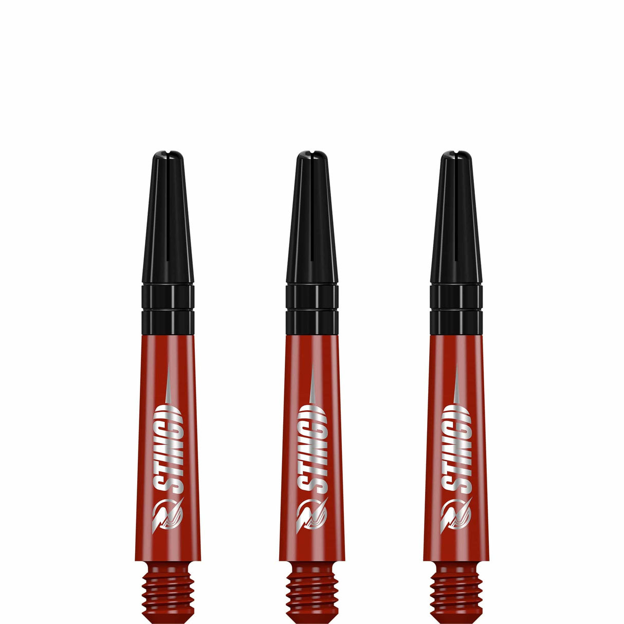 Ruthless Sting Dart Shafts - Polycarbonate - Solid Red - Black Top Short