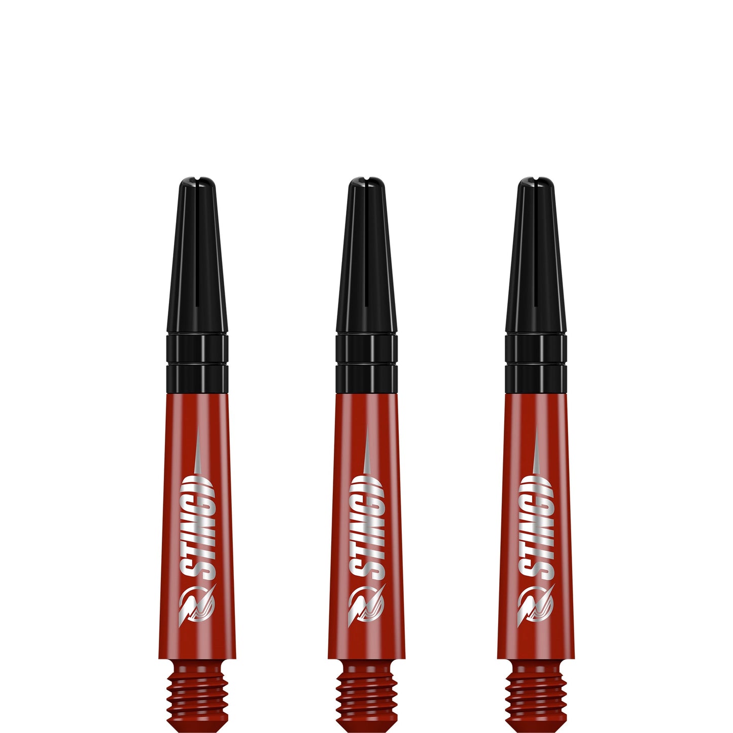 Ruthless Sting Dart Shafts - Polycarbonate - Solid Red - Black Top Short