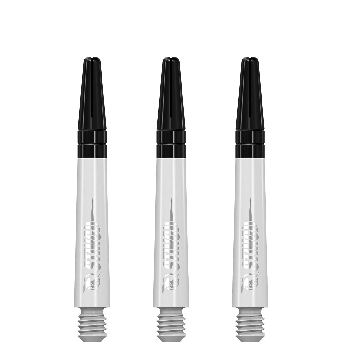 Ruthless Sting Dart Shafts - Polycarbonate - Solid White - Black Top Tweenie