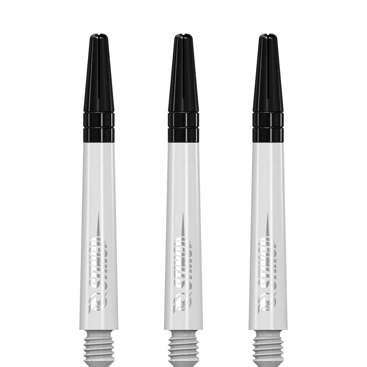 Ruthless Sting Dart Shafts - Polycarbonate - Solid White - Black Top