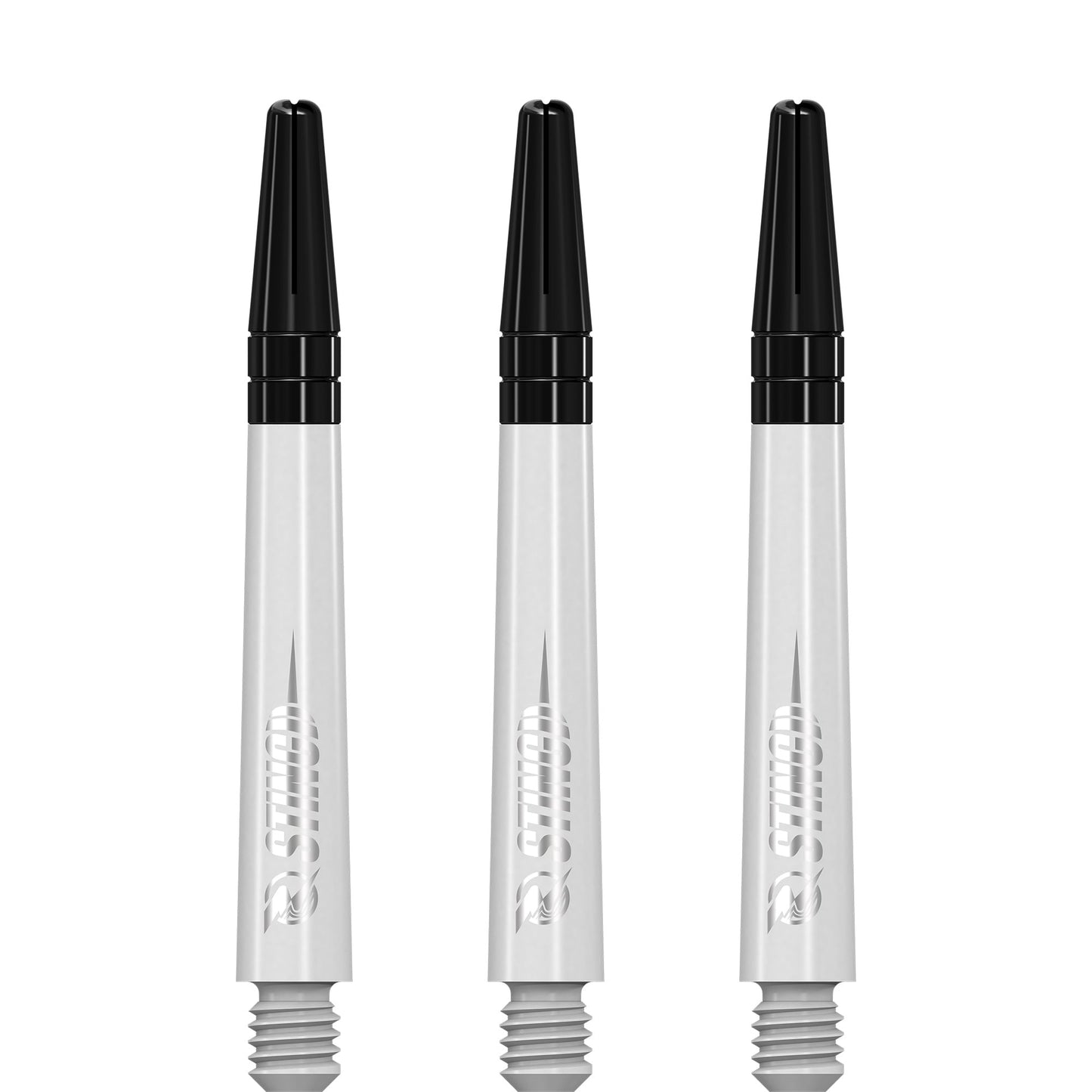 Ruthless Sting Dart Shafts - Polycarbonate - Solid White - Black Top Tweenie Plus