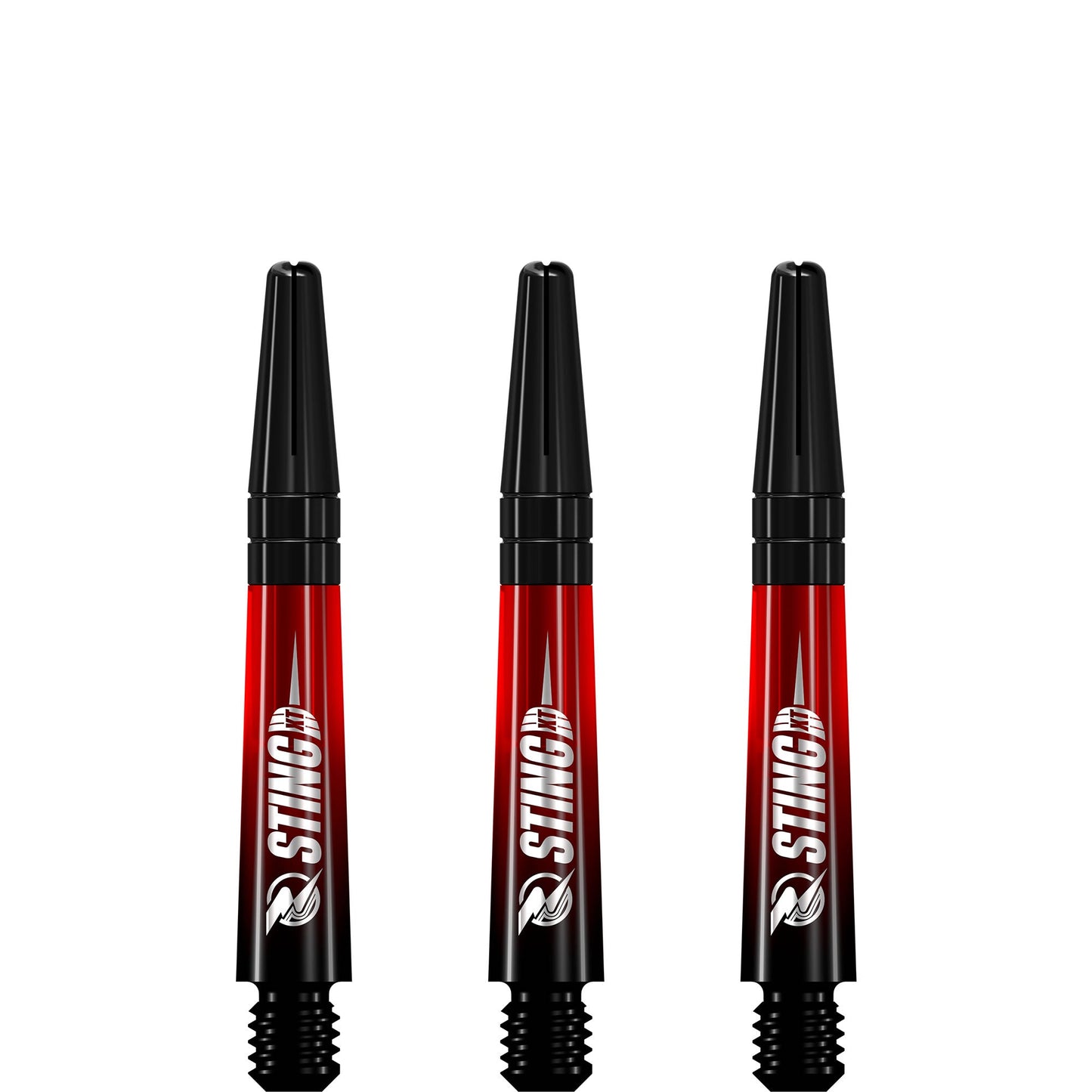 Ruthless Sting XT Dart Shafts - Polycarbonate - Gradient Black & Red - Black Top Short