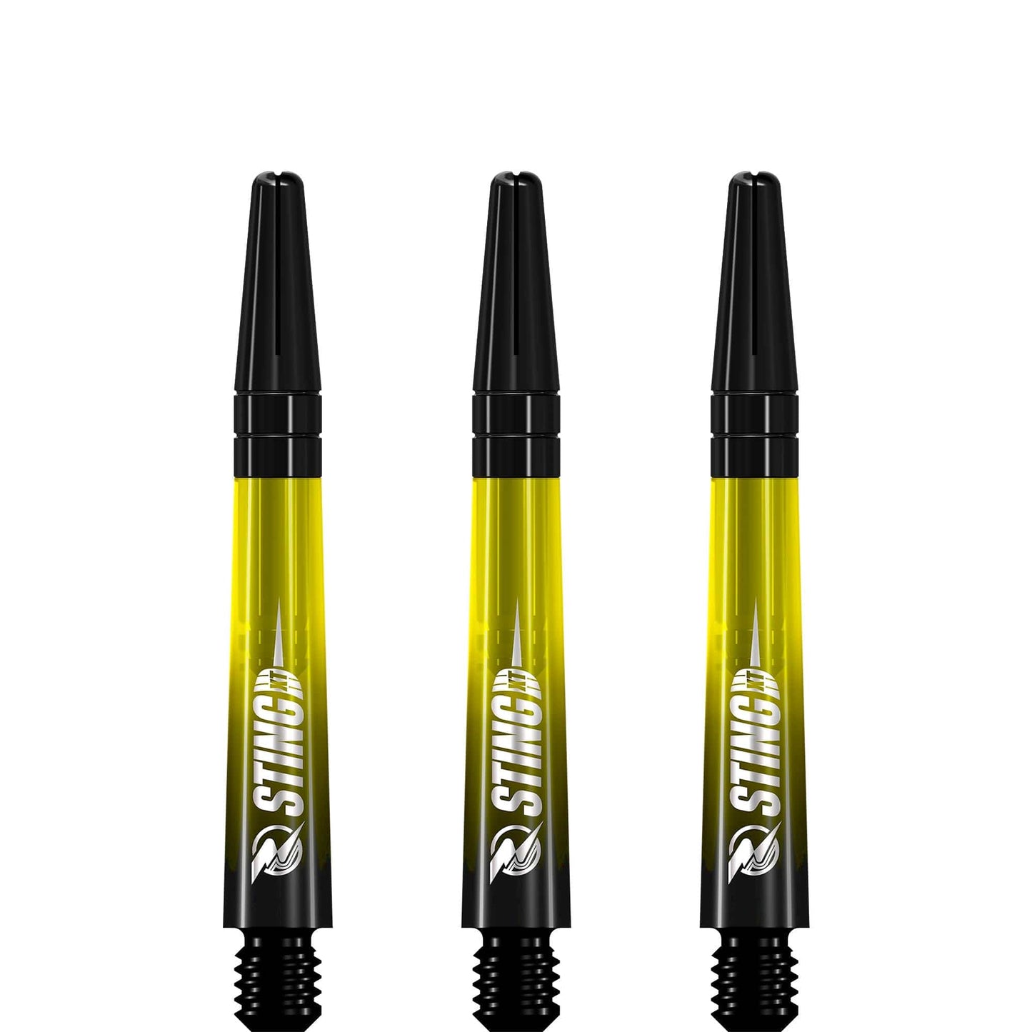 Ruthless Sting XT Dart Shafts - Polycarbonate - Gradient Black & Yellow - Black Top Tweenie