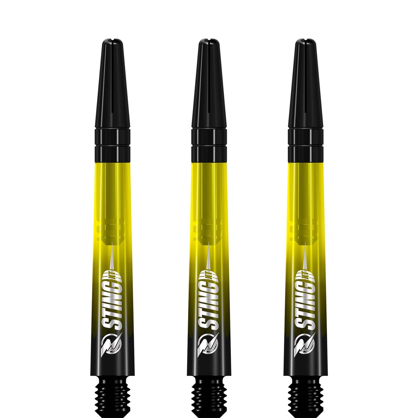 Ruthless Sting XT Dart Shafts - Polycarbonate - Gradient Black & Yellow - Black Top Tweenie Plus