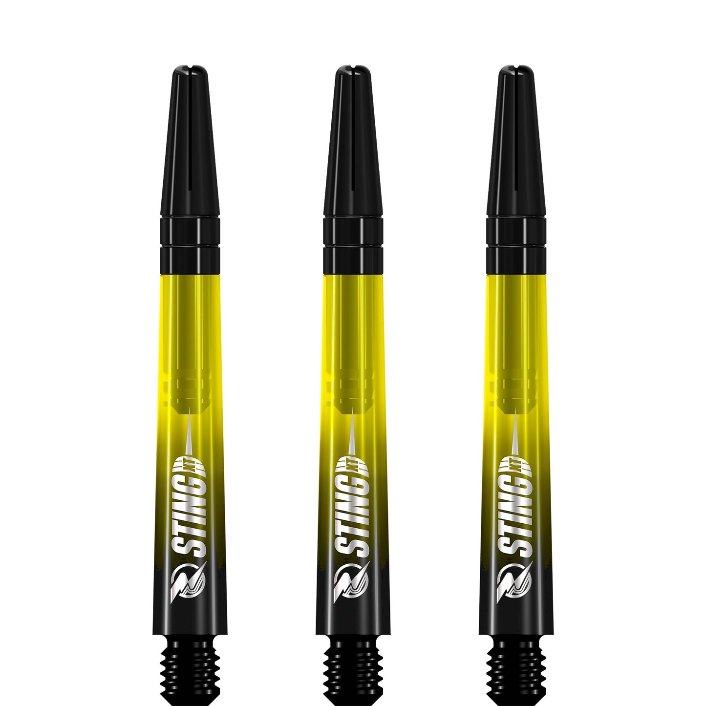 Ruthless Sting XT Dart Shafts - Polycarbonate - Gradient Black & Yellow - Black Top Tweenie Plus