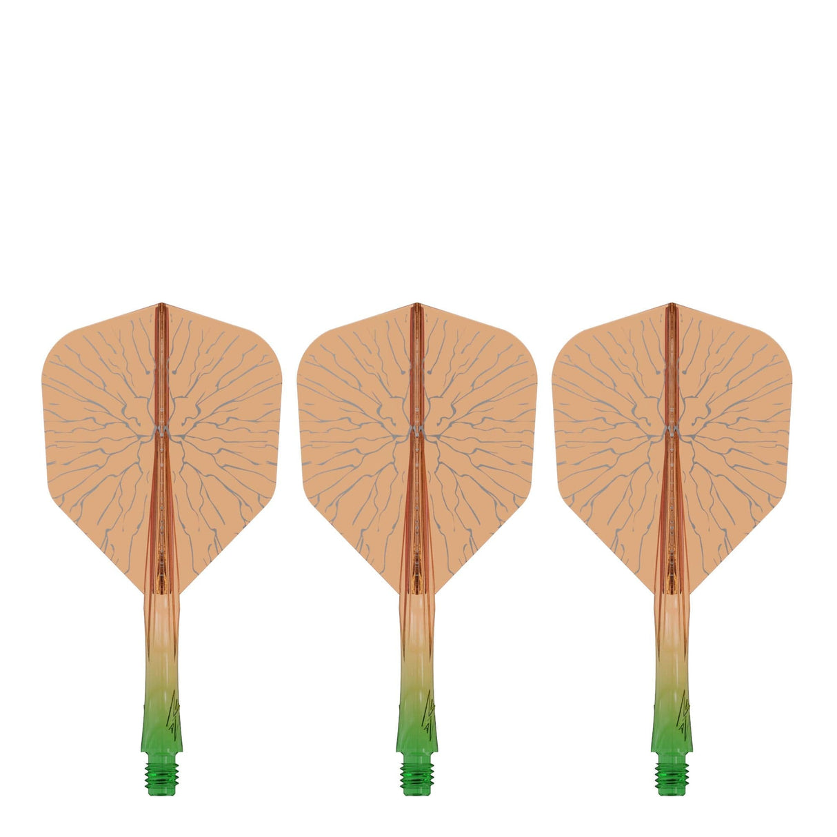 Caliburn SUP Flights - Moulded Shaft and Flight -  Standard No6 - Crack - Green & Orange