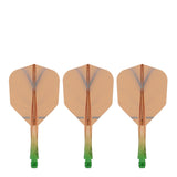 Caliburn SUP Flights - Moulded Shaft and Flight -  Standard No6 - Feather - Green & Orange