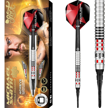 Shot Michael Smith Darts - Soft Tip Tungsten - Centre Weighted - Bully Boy - Achieve 18g