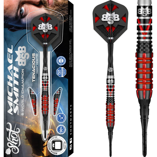 Shot Michael Smith Darts - Soft Tip Tungsten - Front Weighted - Bully Boy - Tenacious 18g