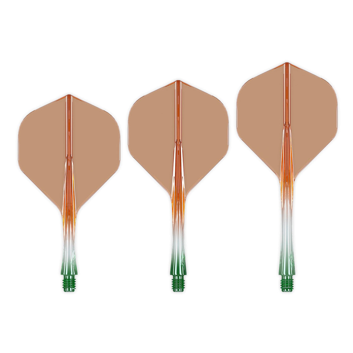 Caliburn SUP Flights - Moulded Flight & Shaft - Standard No2 - Two Tone Green/Orange / Short