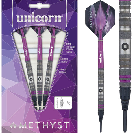 Unicorn Amethyst Darts - Soft Tip - Utech - Style 2 - Sandblasted 18g