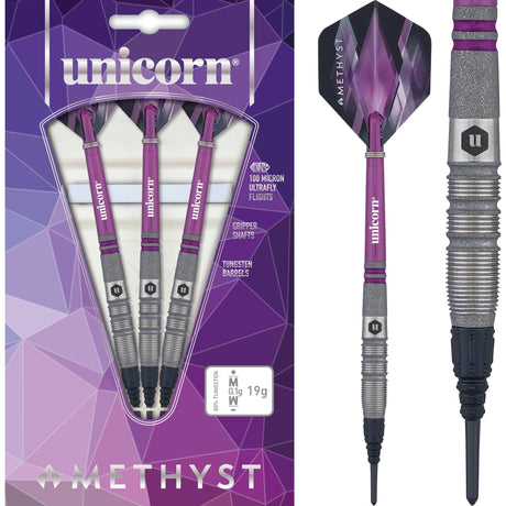 Unicorn Amethyst Darts - Soft Tip - Utech - Style 3 - Sandblasted 19g