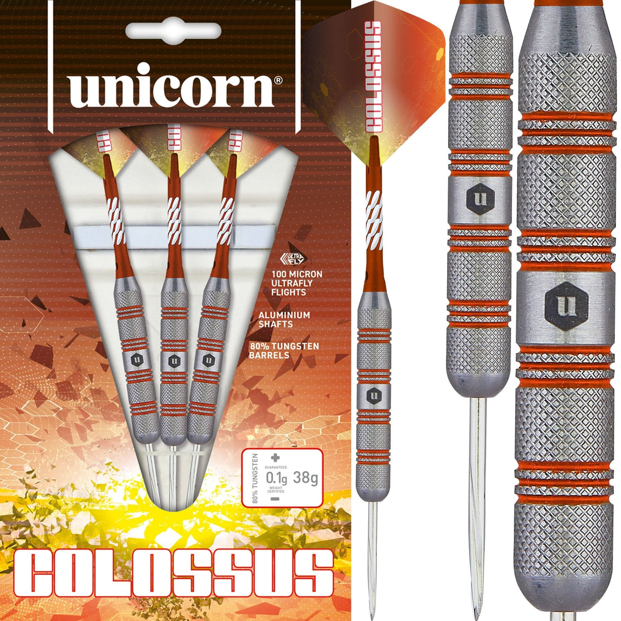 Unicorn Colossus Darts - Steel Tip - Heavyweight - Knurled 38g