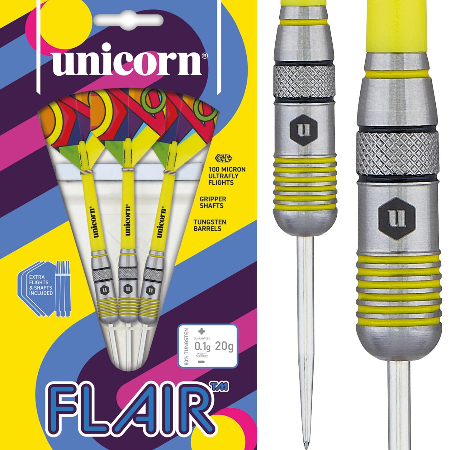 Unicorn Flair Darts - Steel Tip - Style 1 - Short Bomb 20g
