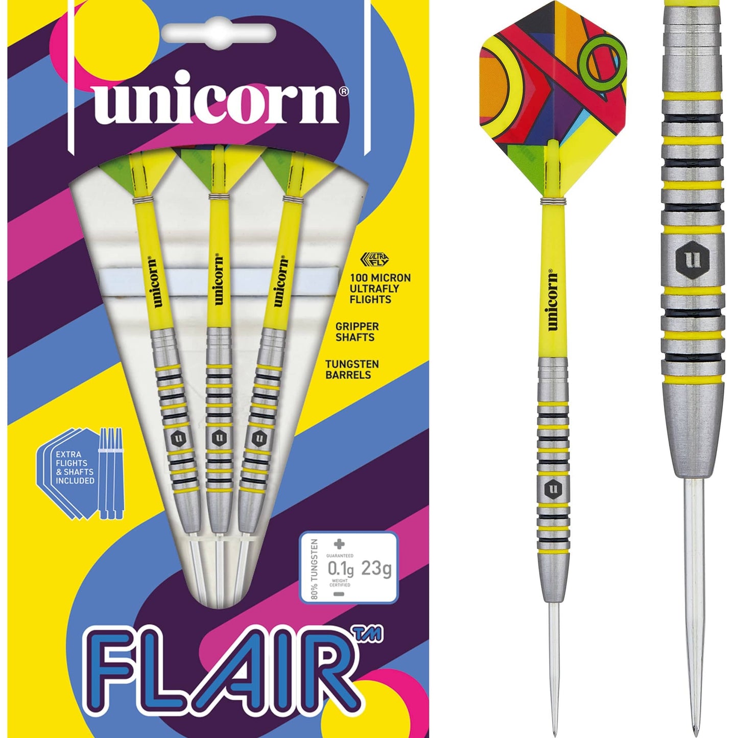 Unicorn Flair Darts - Steel Tip - Style 4 - Colour Ringed 23g