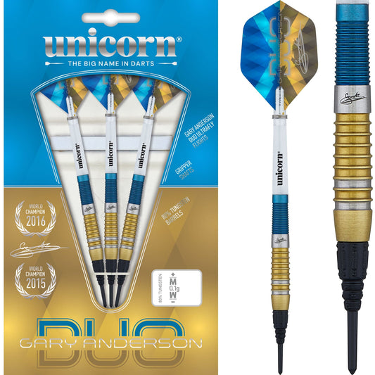 Unicorn Gary Anderson Darts - Soft Tip - The Flying Scotsman - Duo - Blue & Gold 18g