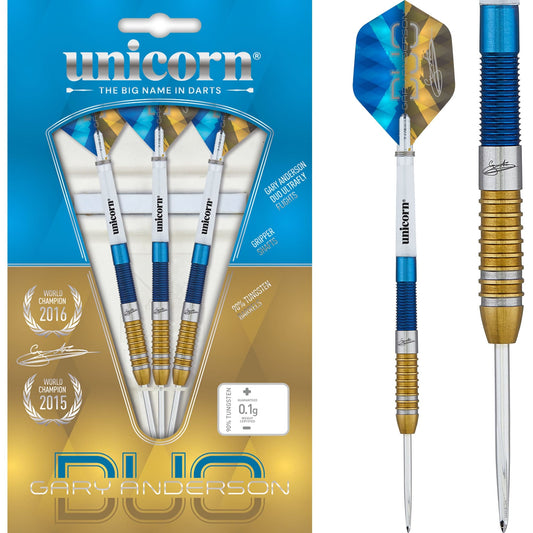 Unicorn Gary Anderson Darts - Steel Tip - The Flying Scotsman - Duo - Blue & Gold 21g