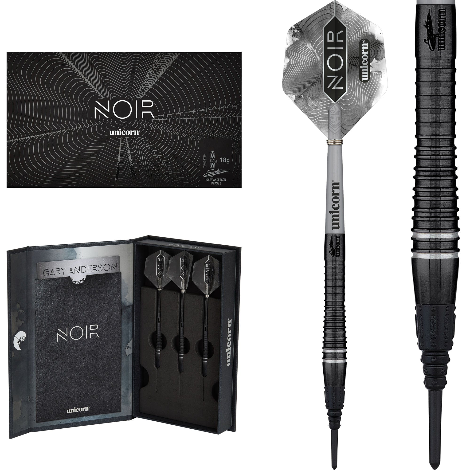 Unicorn Gary Anderson Darts - Soft Tip - The Flying Scotsman - Noir Or