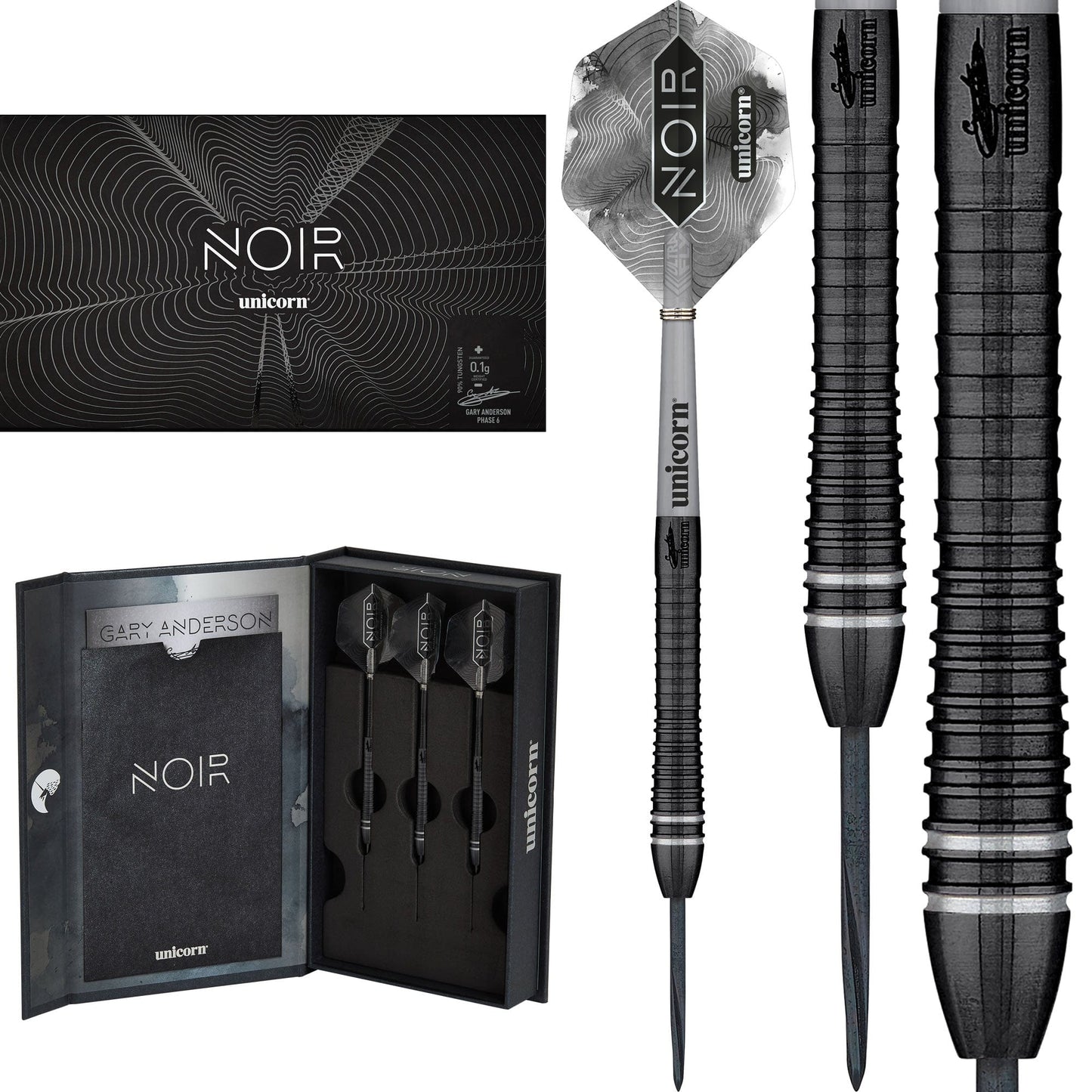 Unicorn Gary Anderson Darts - Steel Tip - The Flying Scotsman - Noir Organic - Phase 6