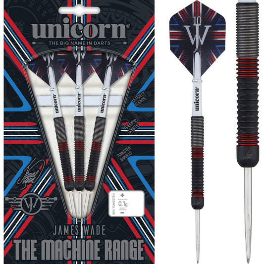 Unicorn James Wade Darts - Steel Tip - The Machine - Black & Red 20g