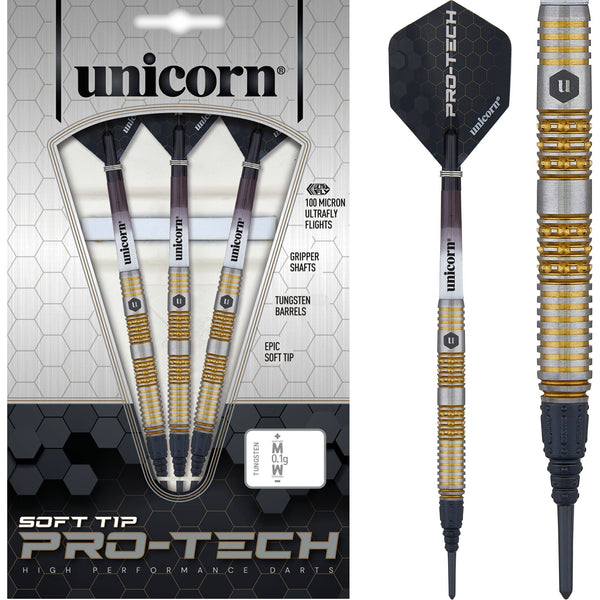 Unicorn Protech Darts - Soft Tip - Style 6 - Silver & Gold