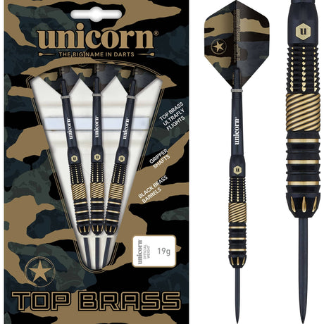 Unicorn Top Brass Darts - Steel Tip - Style 2 - Black & Gold 19g